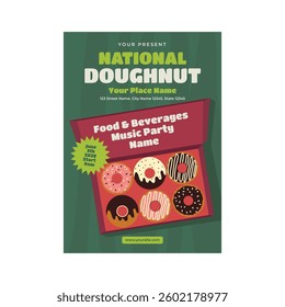 Vector illustration of national doughnut day flyer poster template design