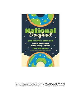 Vector illustration of national doughnut day flyer poster template