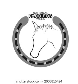 Vector Illustration of National Farriers Week. Minimal Design template , banner, card, poster, t-shirt design with text inscription.