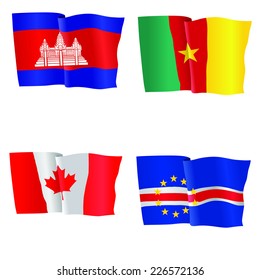 vector illustration of national flag of Cambodia, Cameroon, Canada, Cape Verde