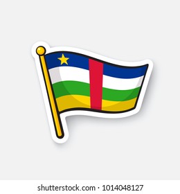 Vector illustration. National flag of Central African Republic. Countries in Africa. Location symbol for travelers. Isolated on white background. Cartoon sticker with contour. Decoration for patches, 