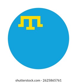 Ilustração vetorial da bandeira nacional dos tártaros da Crimeia, com um fundo azul-celeste com um símbolo amarelo "tamga" (emblema tradicional). Esta bandeira representa a identidade cultural e étnica