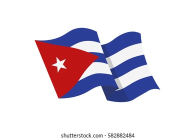 Vector illustration of the national flag of Cuba on white background.