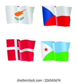 vector illustration of national flag of Cyprus, Czech Republic, Denmark, Djibouti 