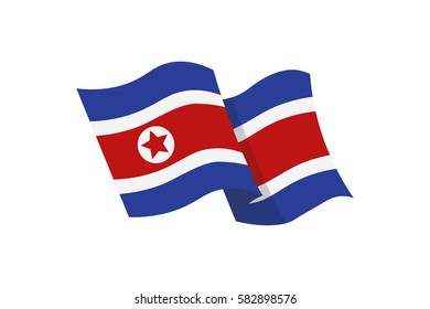 Vector illustration of the national flag of Democratic People's Republic of Korea (North Korea) on white background.
