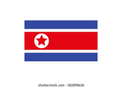 Vector illustration of the national flag of Democratic People's Republic of Korea (North Korea) on white background.