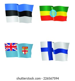 vector illustration of national flag of Estonia, Ethiopia, Fiji, Finland 