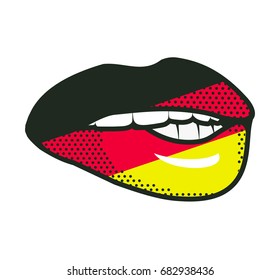 Vector illustration national flag to Independence Day on the lips of German