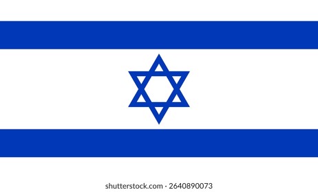 Vector illustration of the national flag of Israel with blue Star of David and stripes