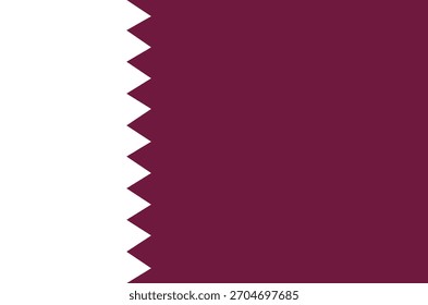 Ilustración vectorial de la bandera nacional de Qatar con un campo marrón y una banda dentada blanca.