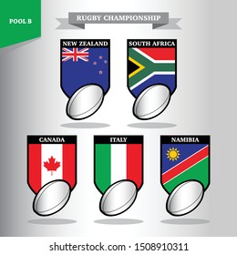 Vector illustration of national flag for rugby championship, group B