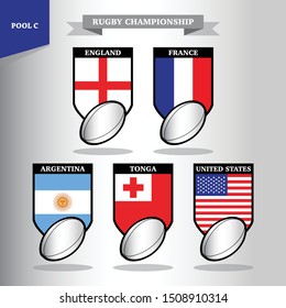 Vector illustration of national flag for rugby championship, group C