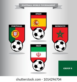 Vector illustration of national flag for soccer or football russian tournament championship, group B