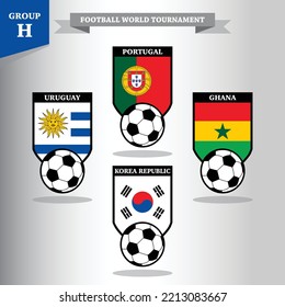 Vector illustration of national flag for soccer or football. Championship, group H