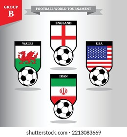 Vector illustration of national flag for soccer or football.  Championship, group B