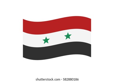 Vector illustration of the national flag of Syrian Arab Republic on white background.