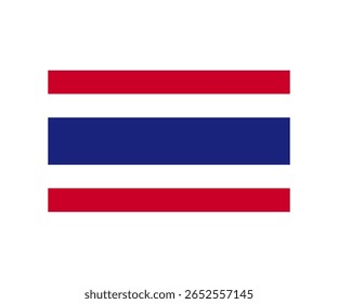 Ilustração vetorial da bandeira nacional da Tailândia. A bandeira consiste em cinco faixas horizontais na ordem de vermelho, branco, azul (largura dupla), branco e vermelho. Representando a nação, a religião, uma