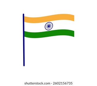 Vector illustration of a national flag with three horizontal stripes and a central symbol on a pole.