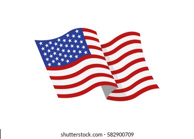 Vector illustration of the national flag of the United States of America on white background.