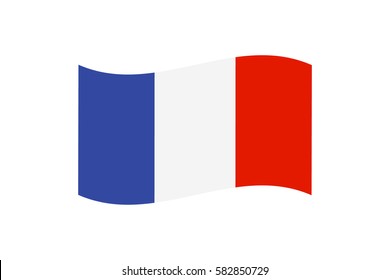 Vector illustration of the national France flag – the French Tricolor on white background.