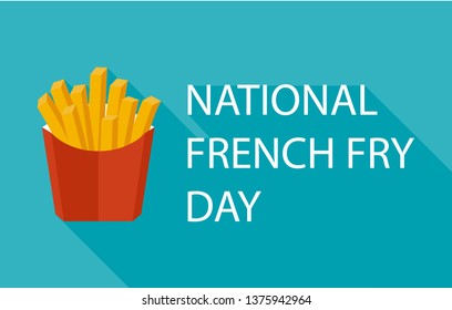 Vector illustration for National French Fries Day. Food banner, poster, card design. USA american traditional holiday background.