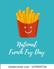 Vector illustration for National French Fries Day. Food banner, poster, card design. USA american traditional holiday background.