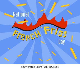 Vector illustration for National French Fries Day. Food banner, poster, card design. USA american traditional holiday background.