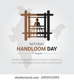 Vector illustration of National Handloom Day isolated on white background and india map in flat design