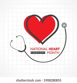 Vector Illustration Of National Heart Month Observed In February