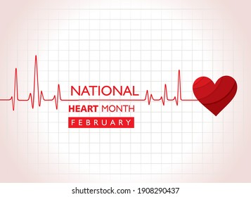 Vector illustration of National Heart Month observed in February