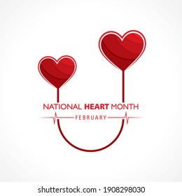Vector illustration of National Heart Month observed in February