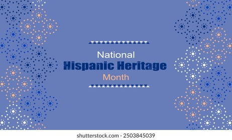 Vektorgrafik. National Hispanic Heritage Month. Webbanner, Poster, Cover, Splash Screen, Social Media, Hintergrund mit Text. Perforierte geimetrische Muster Papel Picado, Blumenmuster. 