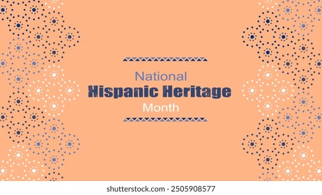 Vector illustration. National Hispanic Heritage Month. Web banner, poster, cover, splash screen, social media, backgraund with text. Perforated geimetric patterns Papel Picado, floral pattern. 