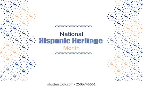 Vector illustration. National Hispanic Heritage Month. Web banner, poster, cover, splash screen, social media, backgraund with text. Perforated geimetric patterns Papel Picado, floral pattern. 