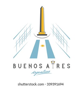 Vector illustration of national historic monument The Obelisk of Buenos Aires