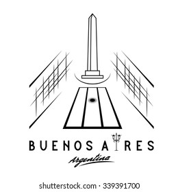 Vector illustration of national historic monument The Obelisk of Buenos Aires