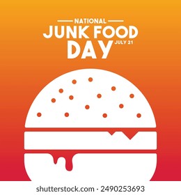 Vector Illustration of National Junk Food Day. July 21. Gradient background. Poster, banner, card, background. Eps 10.