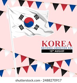 Vector illustration of National Liberation Day of Korea social media feed template