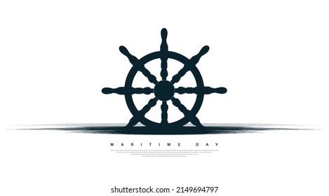 Vector Illustration of national maritime day. Symbol of Wheel. Abstract design and Background