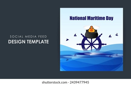 Vector illustration of National Maritime Day social media feed template