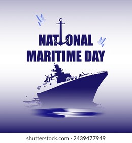 Vector illustration of National Maritime Day social media feed template