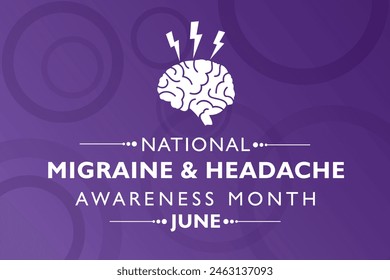 Vector Illustration of National Migraine and Headache awareness month Awareness Month observed in June every year. it is a recurring type of headache that can cause moderate to severe pain.