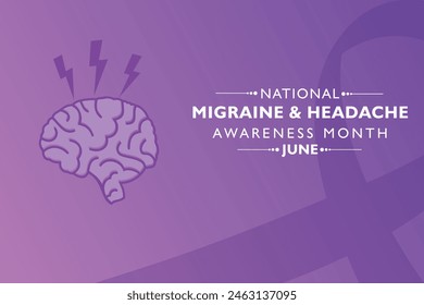 Vector Illustration of National Migraine and Headache awareness month Awareness Month observed in June every year. it is a recurring type of headache that can cause moderate to severe pain.