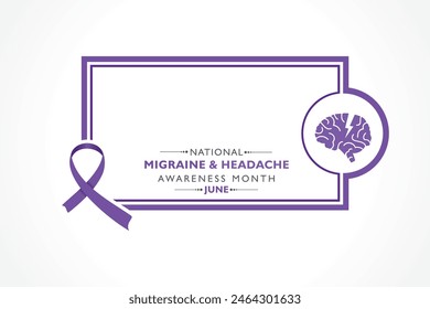 Ilustración vectorial del Mes Nacional de Concientización de la Migraña y la Cefalea que se realiza en junio de cada año, es un tipo recurrente de cefalea que puede causar dolor de moderado a severo.