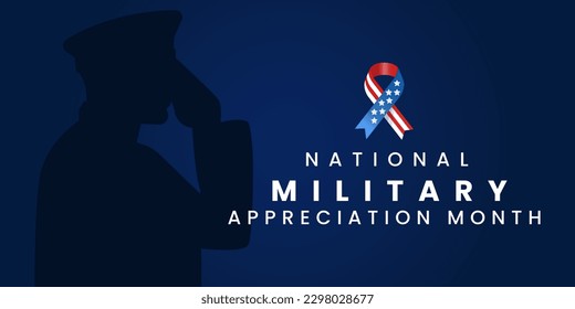 Vector illustration of National Military Appreciation Month is celebrated every year in May, Poster, card, banner and background. 