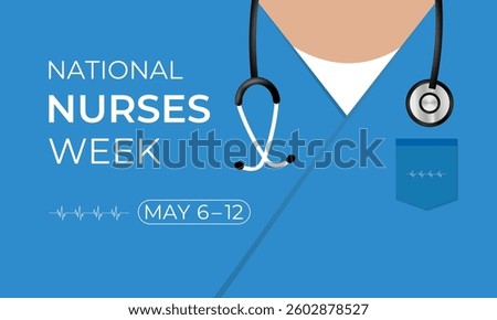 Vector illustration of National Nurses Day is celebrated annually on May 6th. Medical background. Healthcare concept. Thank you for nurse. Nurse and Nurse dress, medical instrument. Stethoscope .