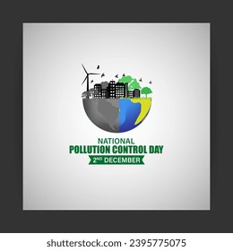 Ilustración vectorial de la plantilla de fuente de medios sociales del Día Nacional de Control de la Contaminación