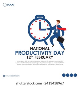 Vector illustration of National Productivity Day social media feed template