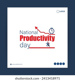 Vector illustration of National Productivity Day social media feed template