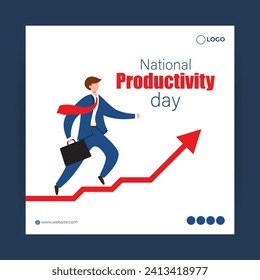 Vector illustration of National Productivity Day social media feed template